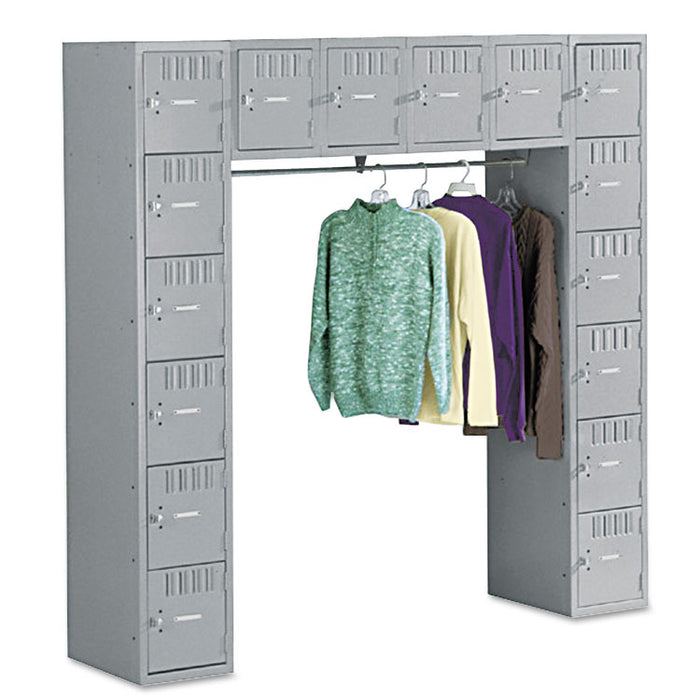 Sixteen Box Compartments & Coat Bar, 72w x 18d x 72h, Medium Gray