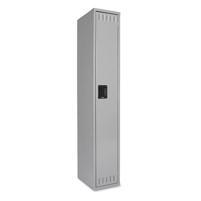 Single-Tier Locker, One Locker with Hat Shelf and Coat Rod, 12" x 18" x 72", Medium Gray