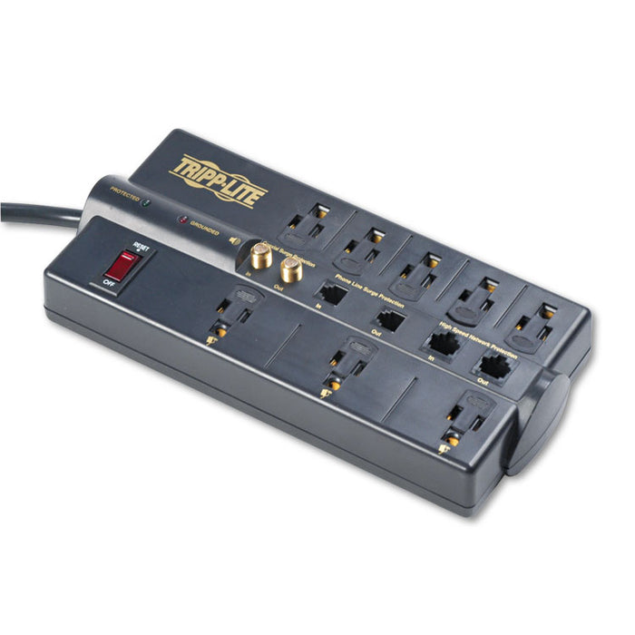 Protect It! Surge Protector, 8 Outlets, 10 ft Cord, 3240 Joules, RJ45, Black