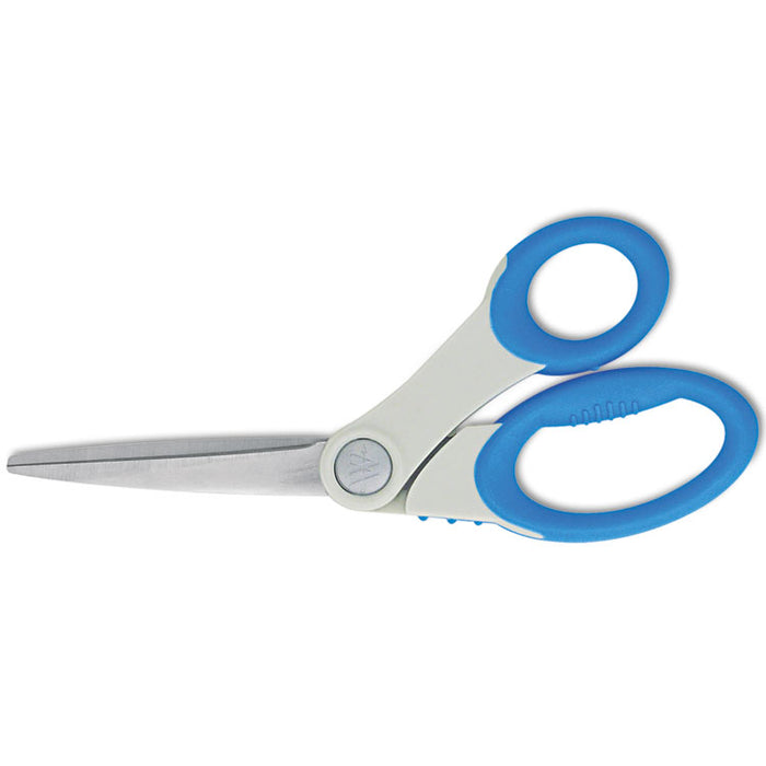 Scissors with Antimicrobial Protection, 8" Long, 3.5" Cut Length, Blue Offset Handle