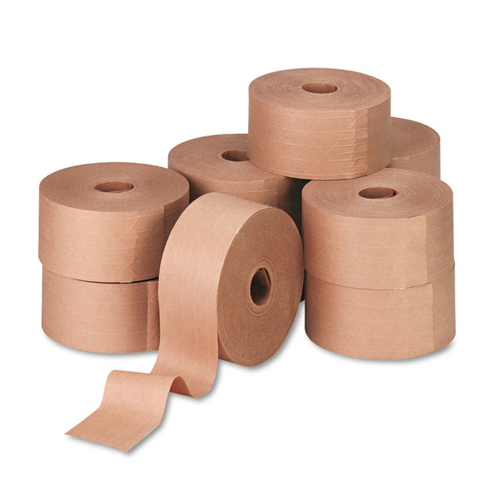 Glass-Fiber Reinforced Gummed Kraft Sealing Tape, 3" Core, 3" x 450 ft, Brown, 10/Carton