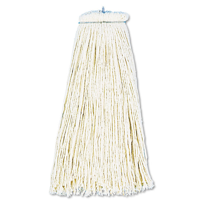 Cut-End Lie-Flat Wet Mop Head, Cotton, 16oz, White
