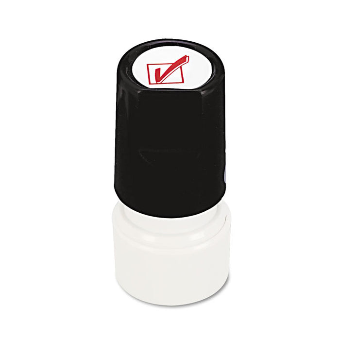 Round Message Stamp, CHECK MARK, Pre-Inked/Re-Inkable, Red