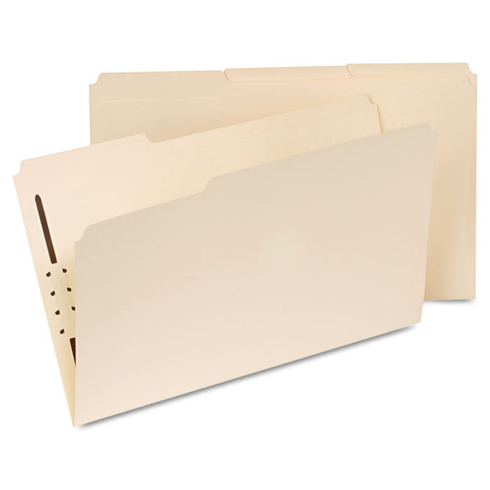 Reinforced Top Tab Folders with One Fastener, 1/3-Cut Tabs, Legal Size, Manila, 50/Box