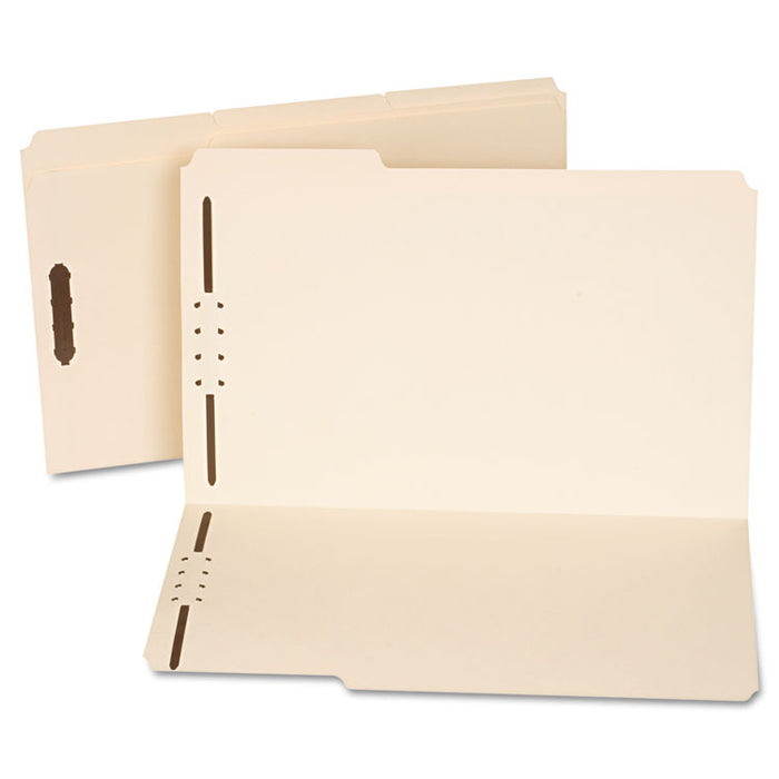 Reinforced Top Tab Folders with Two Fasteners, 1/3-Cut Tabs, Legal Size, Manila, 50/Box