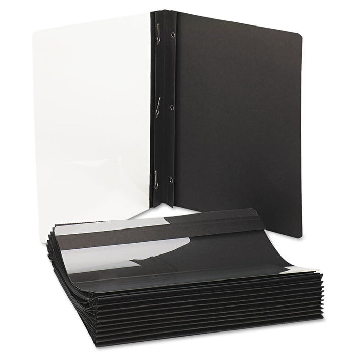 Paper Report Cover, Tang Clip, Letter, 1/2" Capacity, Clear/Black, 25/Box