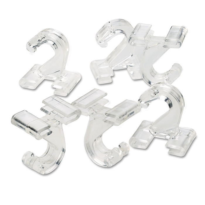 Clear Plastic Ceiling Hooks, 5/16 x 3/4 x 1 3/8, 6/Pack