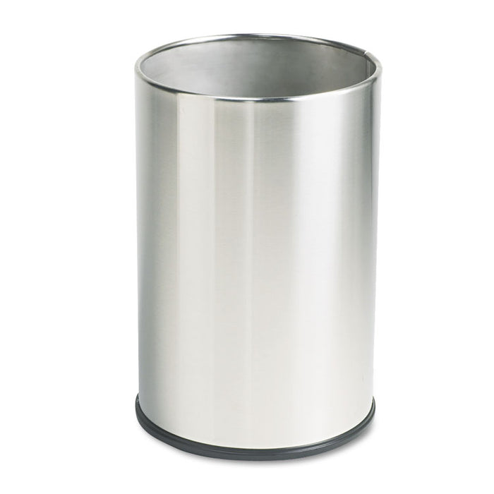 European and Metallic Series Wastebasket, Round, 5 gal, Satin Stainless